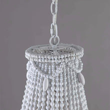 Load image into Gallery viewer, Farmhouse Distressed Wood Beaded Chandelier Antique White - STYLE LOFT HOME
