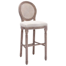 Load image into Gallery viewer, French Style Cane Back Bar Stools Cream Linen White, Set of 2 - STYLE LOFT HOME
