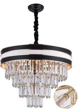 Load image into Gallery viewer, 4-Tiers Modern Crystal Chandeliers 20In 9 Lights, Top K9 Crystals Pendant Light Fixture, Adjustable Ceiling Lamp Lighting H11&#39;&#39;, Black and White
