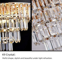 Load image into Gallery viewer, 4-Tiers Modern Crystal Chandeliers 20In 9 Lights, Top K9 Crystals Pendant Light Fixture, Adjustable Ceiling Lamp Lighting H11&#39;&#39;, Black and White
