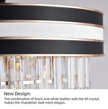 Load image into Gallery viewer, 4-Tiers Modern Crystal Chandeliers 20In 9 Lights, Top K9 Crystals Pendant Light Fixture, Adjustable Ceiling Lamp Lighting H11&#39;&#39;, Black and White
