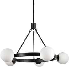 Load image into Gallery viewer, 5-Light Black Wagon Wheel Chandelier Globe - STYLE LOFT HOME
