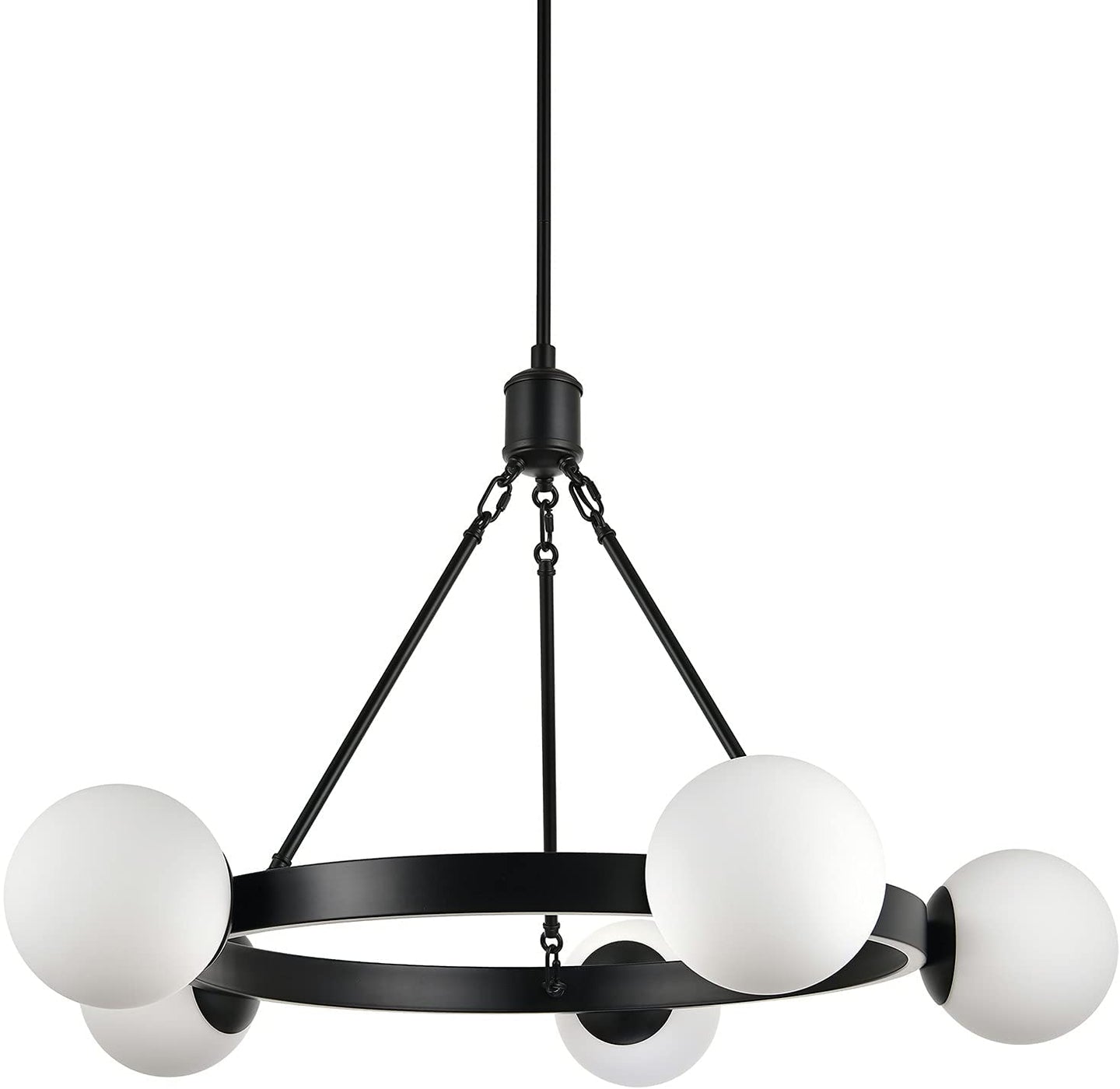 5-Light Black Wagon Wheel Chandelier Globe - STYLE LOFT HOME