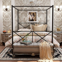 Load image into Gallery viewer, Metal Canopy Bed Frame, black - STYLE LOFT HOME
