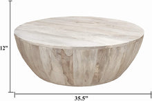 Load image into Gallery viewer, Distressed Mango Wood Coffee Table in Round Shape, Light Brown - STYLE LOFT HOME
