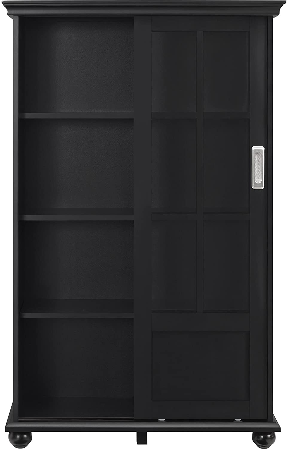 Storage Cabinet Hutch with Sliding Glass Doors - STYLE LOFT HOME