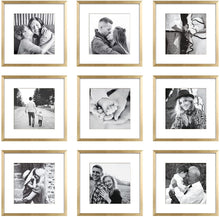 Load image into Gallery viewer, 9 Pack 12x12 Inch Modern Gold Square Picture Frame Collage Set - STYLE LOFT HOME
