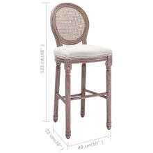 Load image into Gallery viewer, French Style Cane Back Bar Stools Cream Linen White, Set of 2 - STYLE LOFT HOME
