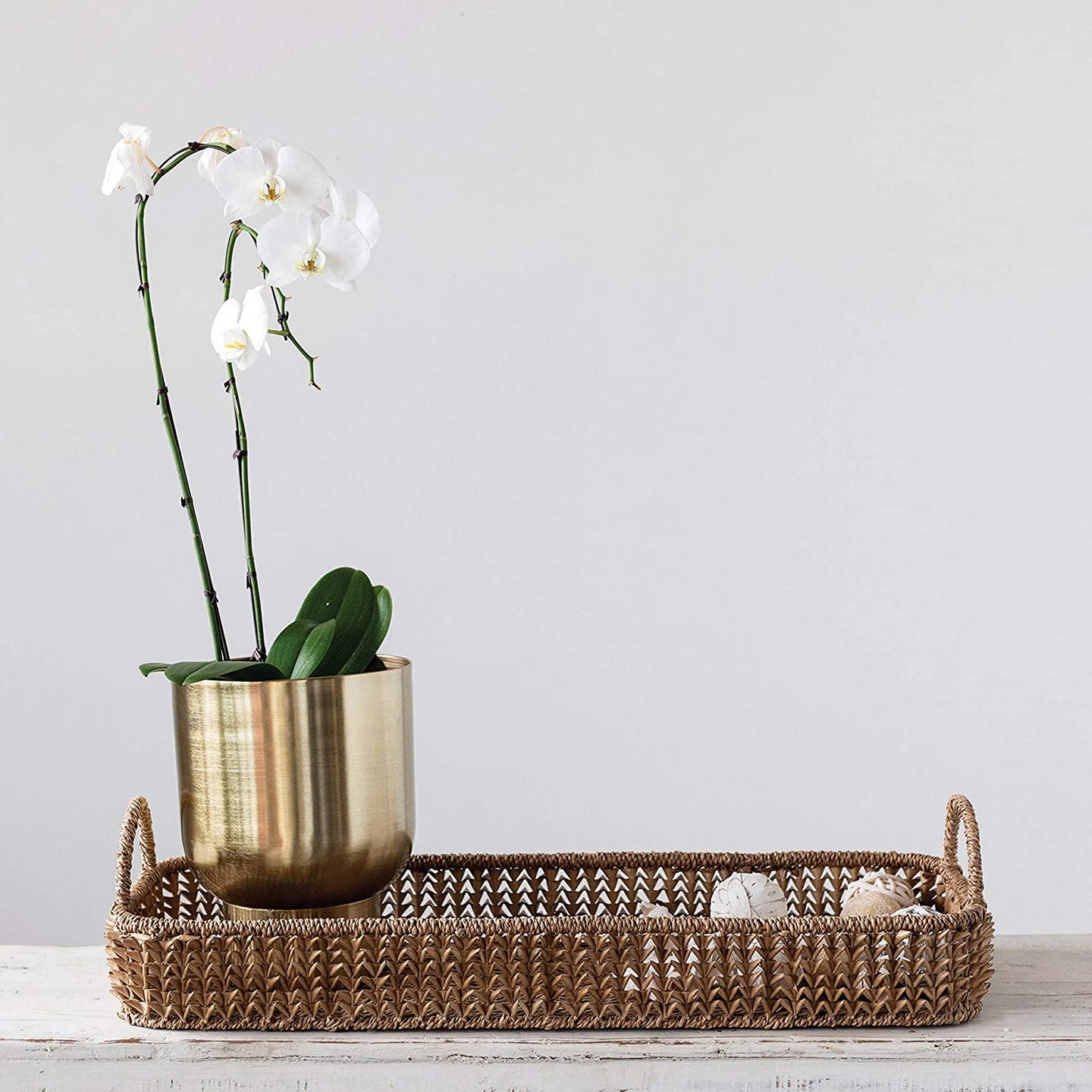 Decorative Hand-Woven Rattan Natural Tray, Brown - STYLE LOFT HOME