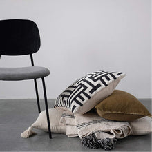 Load image into Gallery viewer, Woven Cotton Abstract  Black &amp; White Design Pillow, - STYLE LOFT HOME
