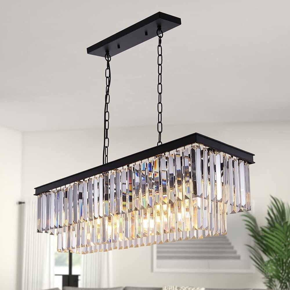 9-Light Crystal Chandelier 34.5 inch, Contemporary Modern Chandeliers