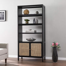 Load image into Gallery viewer, Natural Cane Rattan and Black Bookshelf - STYLE LOFT HOME
