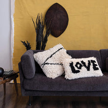 Load image into Gallery viewer, Woven Wool Shag Lumbar Love, Black &amp; Cream Color Pillow - STYLE LOFT HOME
