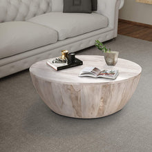 Load image into Gallery viewer, Distressed Mango Wood Coffee Table in Round Shape, Light Brown - STYLE LOFT HOME
