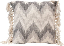 Load image into Gallery viewer, Stonewashed Cotton Slub Chevron Print &amp; Tassels, Multi Color Pillow - STYLE LOFT HOME
