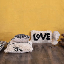 Load image into Gallery viewer, Woven Wool Shag Lumbar Love, Black &amp; Cream Color Pillow - STYLE LOFT HOME
