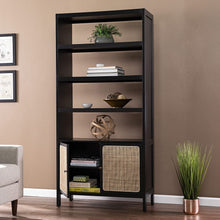 Load image into Gallery viewer, Natural Cane Rattan and Black Bookshelf - STYLE LOFT HOME
