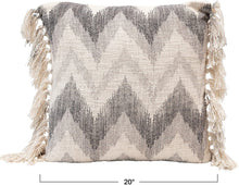 Load image into Gallery viewer, Stonewashed Cotton Slub Chevron Print &amp; Tassels, Multi Color Pillow - STYLE LOFT HOME
