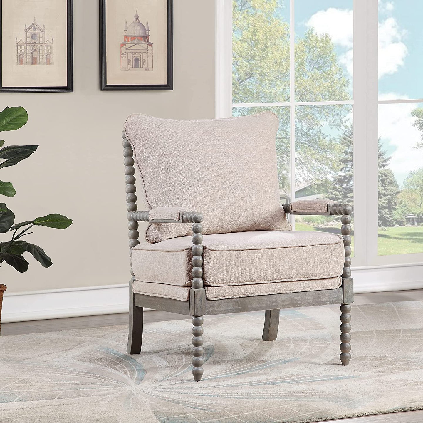 Accent Chair with Beaded arms - STYLE LOFT HOME