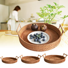 Load image into Gallery viewer, Decorative Rattan Storage Tray With Handles
