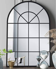 Load image into Gallery viewer, Arched Window Finished Metal Mirror - 31.5&quot;×45&quot; Wall Mirror Black Frame Window Pane Decoration for Living Room Entryway
