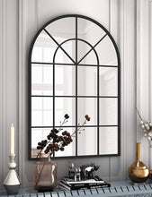 Load image into Gallery viewer, Arched Window Finished Metal Mirror - 31.5&quot;×45&quot; Wall Mirror Black Frame Window Pane Decoration for Living Room Entryway
