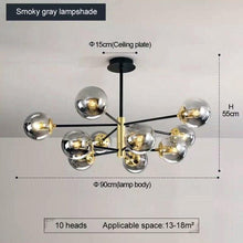 Load image into Gallery viewer, Black/Gold modern Retro LED glass ball Chandelier, Cluster Glass round lights
