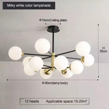 Load image into Gallery viewer, Black/Gold modern Retro LED glass ball Chandelier, Cluster Glass round lights
