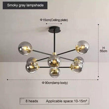 Load image into Gallery viewer, Black/Gold modern Retro LED glass ball Chandelier, Cluster Glass round lights
