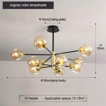 Load image into Gallery viewer, Black/Gold modern Retro LED glass ball Chandelier, Cluster Glass round lights
