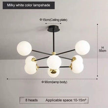 Load image into Gallery viewer, Black/Gold modern Retro LED glass ball Chandelier, Cluster Glass round lights
