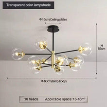 Load image into Gallery viewer, Black/Gold modern Retro LED glass ball Chandelier, Cluster Glass round lights
