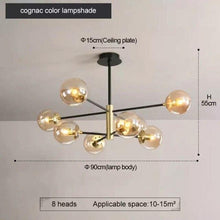 Load image into Gallery viewer, Black/Gold modern Retro LED glass ball Chandelier, Cluster Glass round lights
