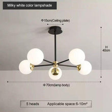 Load image into Gallery viewer, Black/Gold modern Retro LED glass ball Chandelier, Cluster Glass round lights
