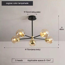 Load image into Gallery viewer, Black/Gold modern Retro LED glass ball Chandelier, Cluster Glass round lights
