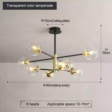 Load image into Gallery viewer, Black/Gold modern Retro LED glass ball Chandelier, Cluster Glass round lights
