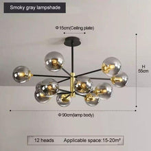 Load image into Gallery viewer, Black/Gold modern Retro LED glass ball Chandelier, Cluster Glass round lights
