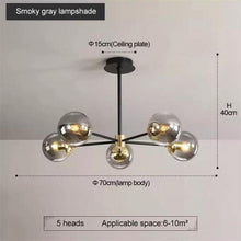 Load image into Gallery viewer, Black/Gold modern Retro LED glass ball Chandelier, Cluster Glass round lights
