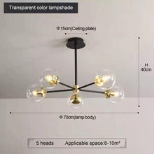 Load image into Gallery viewer, Black/Gold modern Retro LED glass ball Chandelier, Cluster Glass round lights
