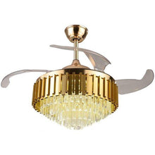 Load image into Gallery viewer, Gold and Crystal Ceiling Fan Chandelier Indoor Luxury lighting with Remote
