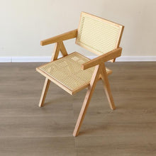 Load image into Gallery viewer, Home Furniture Nordic Solid Wood Dining Chair Rattan Chair Balcony Backyard Porch Armrest Leisure Chair
