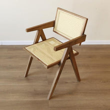 Load image into Gallery viewer, Home Furniture Nordic Solid Wood Dining Chair Rattan Chair Balcony Backyard Porch Armrest Leisure Chair
