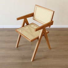 Load image into Gallery viewer, Home Furniture Nordic Solid Wood Dining Chair Rattan Chair Balcony Backyard Porch Armrest Leisure Chair
