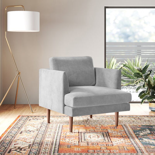Gray Velvet Arm Chair, Accent Chair - STYLE LOFT HOME