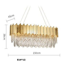 Load image into Gallery viewer, LED Postmodern Round Golden Stainless Steel Crystal Chandelier Lighting Lustre Suspension Luminaire Lampen For Dinning Room
