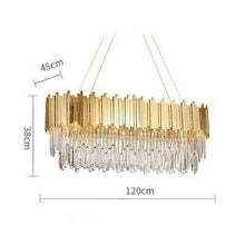 Load image into Gallery viewer, LED Postmodern Round Golden Stainless Steel Crystal Chandelier Lighting Lustre Suspension Luminaire Lampen For Dinning Room
