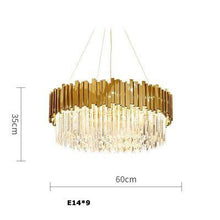 Load image into Gallery viewer, LED Postmodern Round Golden Stainless Steel Crystal Chandelier Lighting Lustre Suspension Luminaire Lampen For Dinning Room
