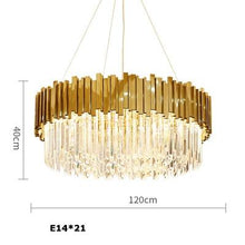 Load image into Gallery viewer, LED Postmodern Round Golden Stainless Steel Crystal Chandelier Lighting Lustre Suspension Luminaire Lampen For Dinning Room
