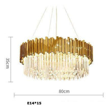 Load image into Gallery viewer, LED Postmodern Round Golden Stainless Steel Crystal Chandelier Lighting Lustre Suspension Luminaire Lampen For Dinning Room
