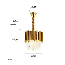 Load image into Gallery viewer, LED Postmodern Round Golden Stainless Steel Crystal Chandelier Lighting Lustre Suspension Luminaire Lampen For Dinning Room
